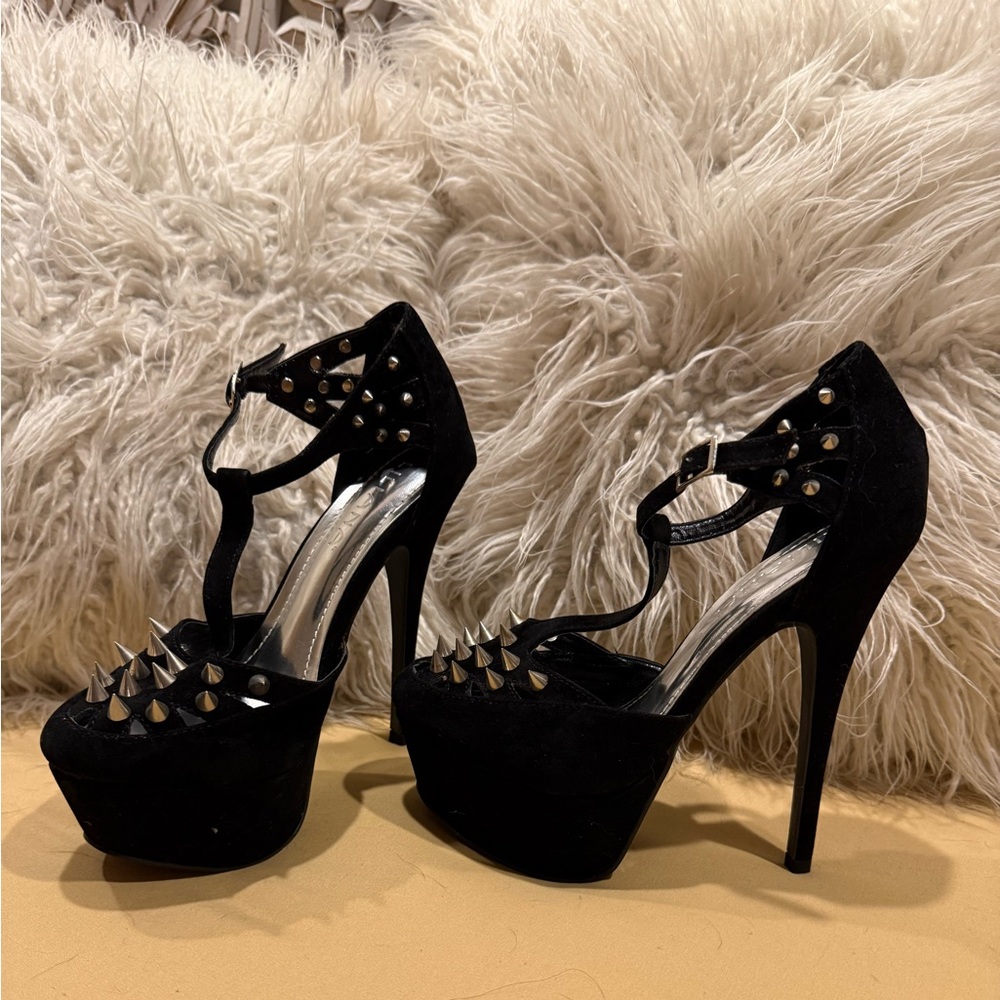 Elegant Black Studded High Heels
